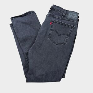 Levi's 514 Straight Fit Mens Jeans 38x32 Black Charcoal Gray Faded Denim